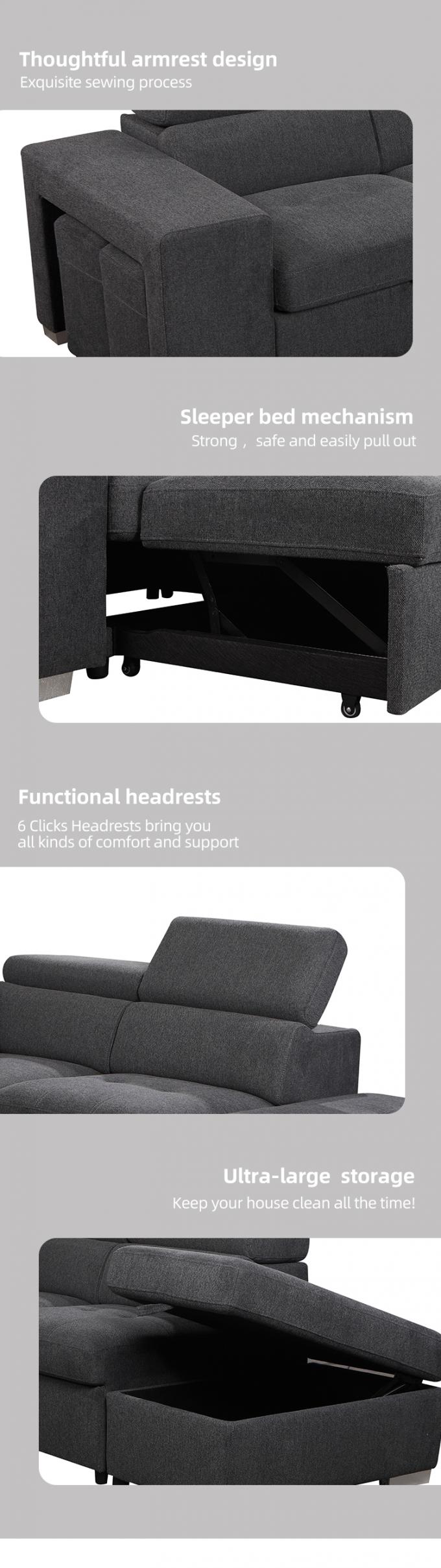 Modern Family 2P+chaise+ottoman L Shape Office Convertible Storage Sofa Folding Couch Sofa Bed Foldable sleeper sofa bed 2