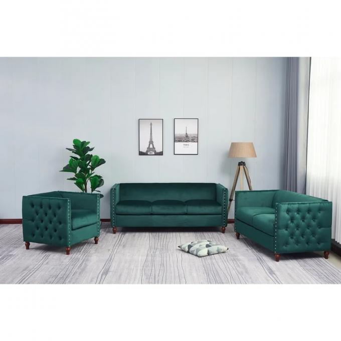 Italian 3+2+1 furniture modern couches living room furniture tufted green velvet furnisher sofa set velvet couch 1
