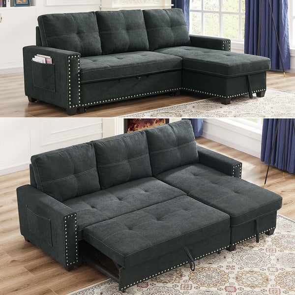 Customized Best seller sleeper sofa 3 seaters sofa set with pull out bed and chaise with storage function for Apartment 2