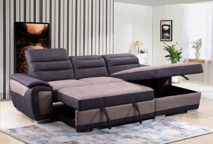 Corner Durable Folding Sofa Bed With Storage Multiscene With Chenille Cover 5