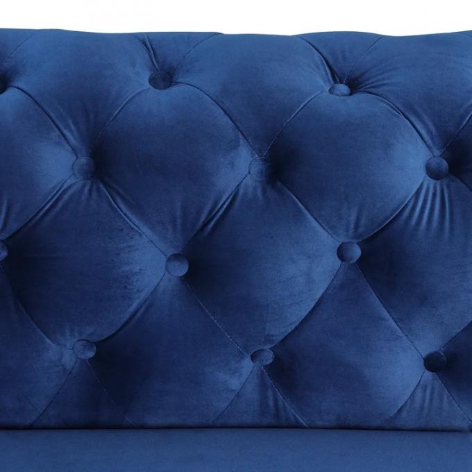 Modern hot selling sofa set Navy shinny Italian velvet with tusfted design upholstered sofas for living room 3