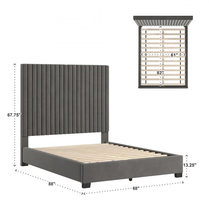 New Arrival Modern North America style Bed Queen Size King size upholstered beds High velvet headboard fame for Hotel 5