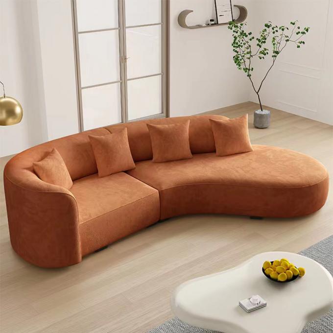 Italian minimalist fabric lamb velvet sofa set shaped curved light luxury Nordic modern corner sofa bed 9