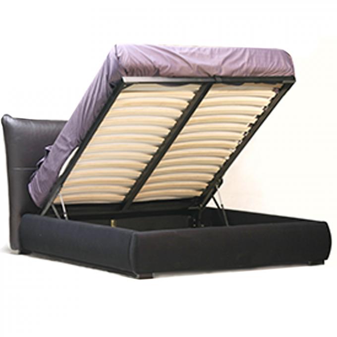 Leather Headboard Ottoman Storage Bed Queen Size Stain Resistant 3
