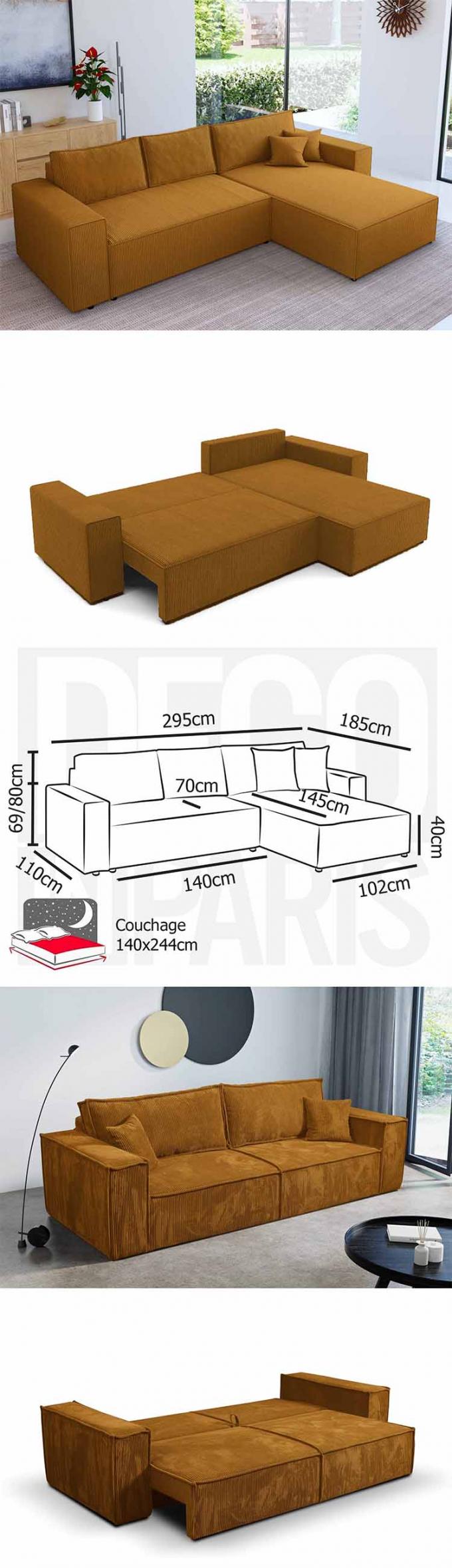 2024 Factory direct sales new corduroy fabric living room sofa modular combination sofa belt storage 4 seat sofa bed 2