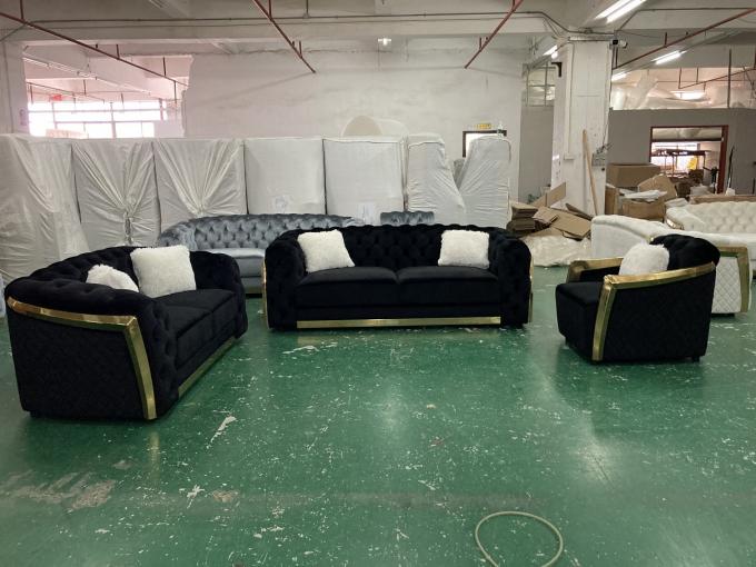 Wholesale Custom Living Room Furniture Chesterfield Tufted Velvet Fabric Sofa Set 1+2+3 Seater  Living Room Sofa 7