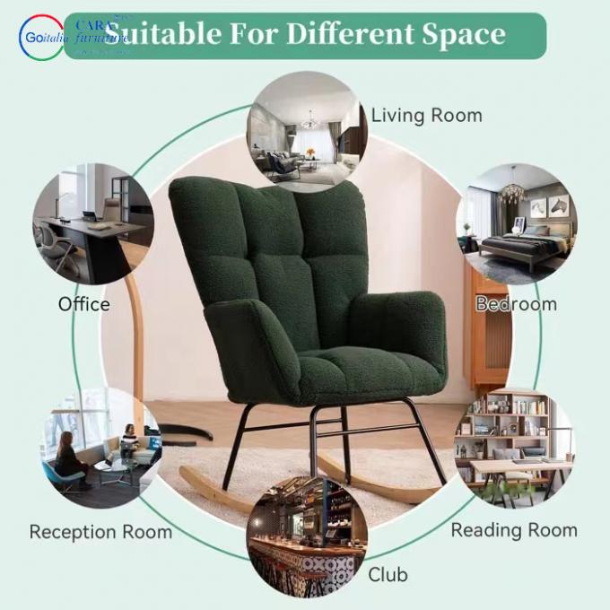 Durable Metal Wood Leg Luxury Fabric Armchairs Modern Furniture Living Room Rocking Chair 4