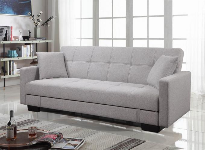 Comfortable blue color modern transformable fabric sofa bed folding futon with USB 5