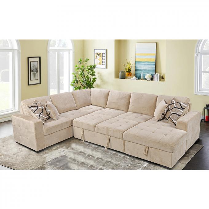 Best Selling Trustworthy Corner Foldable breathable beige fabric 2 loveseat extendable bed Sleeper Sectional Sofa Bed 2