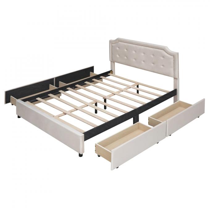 Queen Size Upholstered Platform Bed with Velvet Fabric Classic Headboard bed room set for Bedroom Apartment and Hotel 6