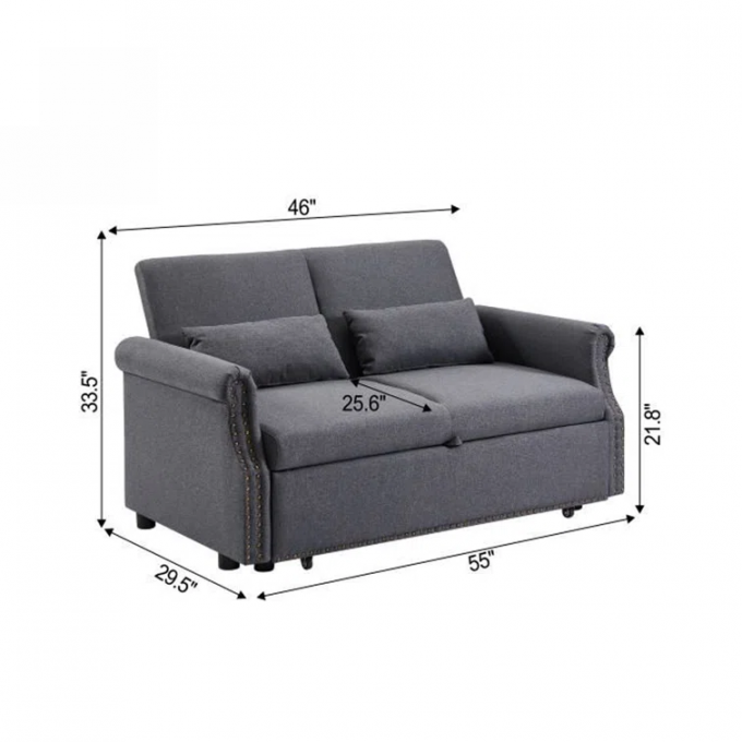 BSCI-FSC factory new Beige Fabric lhand tufted hand-applied nailhead oveseat living room sofa bed sets 6