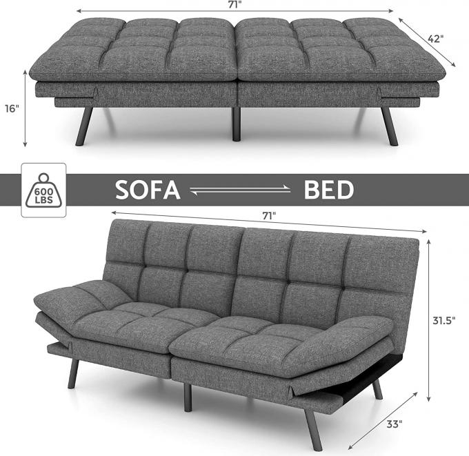 OEM/ODM Suitable for living room apartment Modern convertible sofa Memory Foam Folding sofa bed with adjustable armrest 8