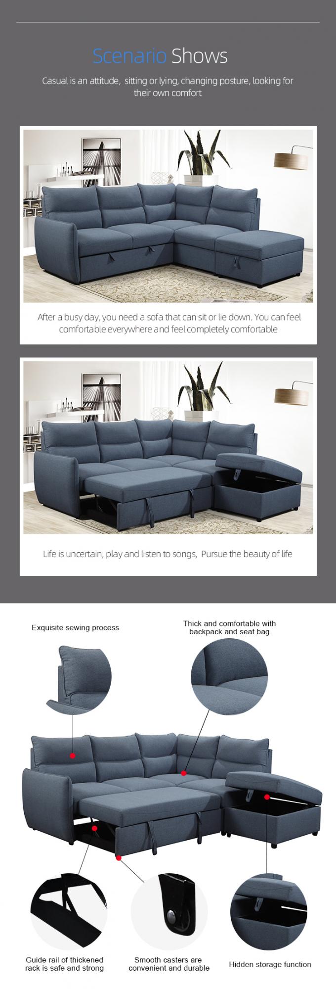 Modern design home funiture L shape living room sofa office chaise sofa bed with storage box 0