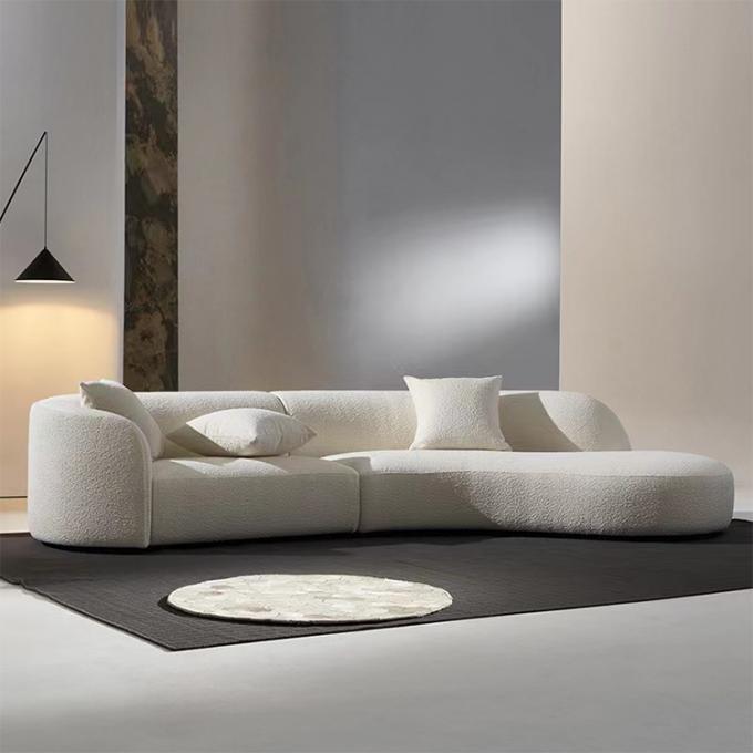Italian minimalist fabric lamb velvet sofa set shaped curved light luxury Nordic modern corner sofa bed 2