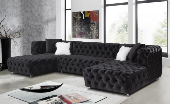 Factory wholesale new hot selling velvet living room sofa 8 seats couch sofas black tufted velvet sofa 5