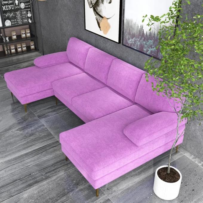European Style corner Modern Design bar big purple Chenille sectional sofa u shape sofa for living room villa 1