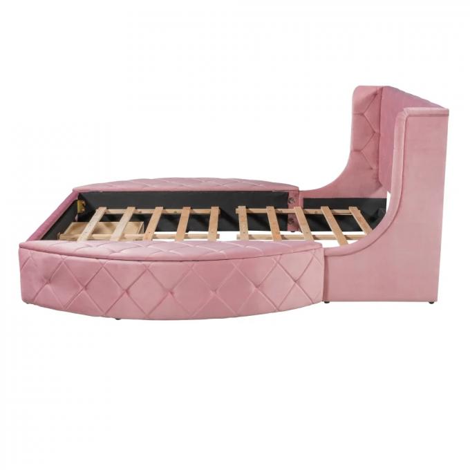 Customized beds luxury velvet beds queen size king size pink color modern functional beds for bedroom for hotel 6