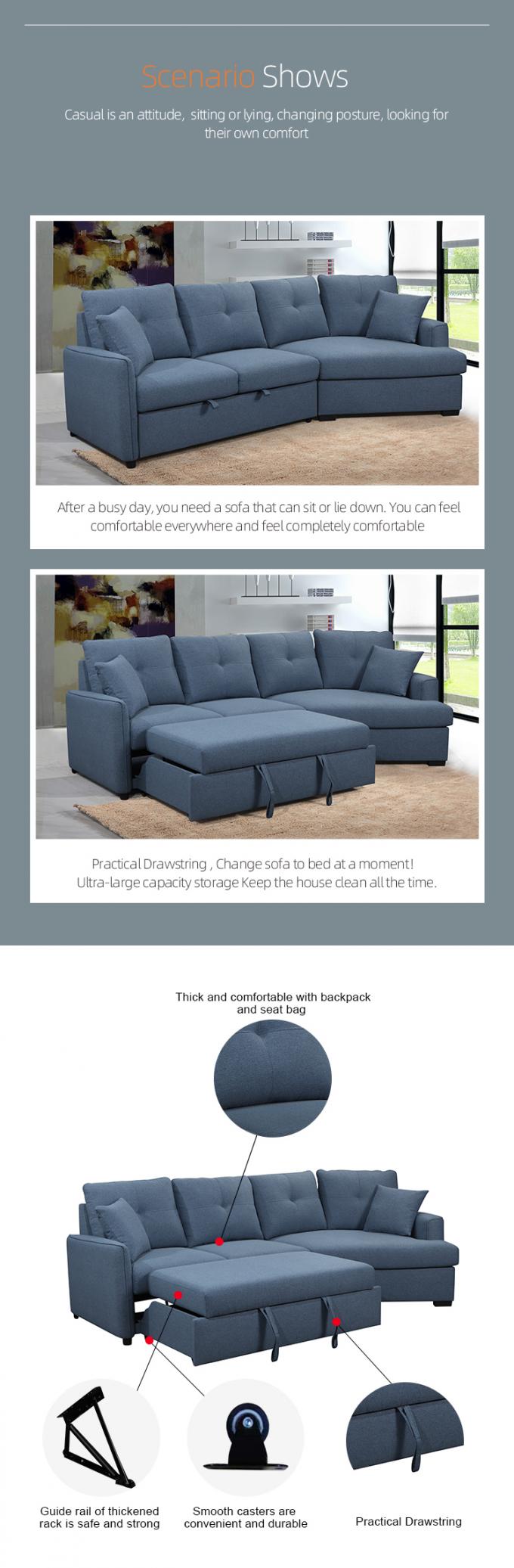 Cara manufacture two sitter with fold end table Comfy Surface Living Room Furniture Corner Sofa Sectional L Sofa 1