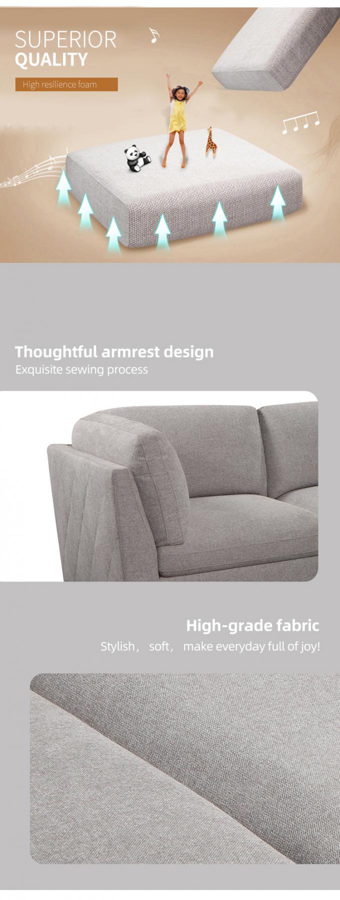 Practical Antiwear Modern Modular Sofa , Foldable Sectional Couch With Chaise 2