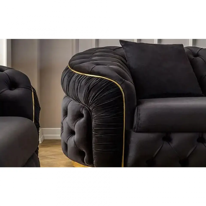 Hot Selling Super modern North America style sofa set 3+2+1 seater Top Grade Quality Gold metal armrest Luxury Sofas 4