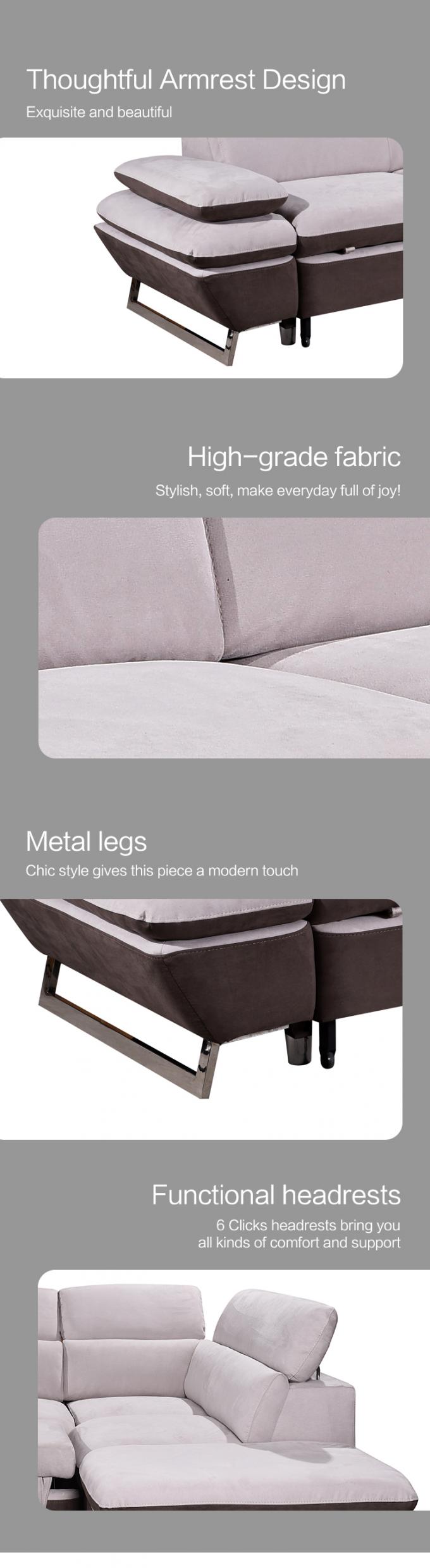 Top-end Contemporary Dual-used KD living room sofas sofa bed couture beige chocolate tech cloth sectional sofa bed 2