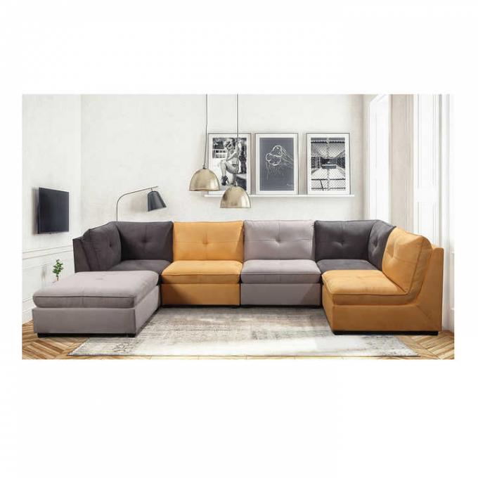 Breathable Velvet Combination Modern Corner L Shape Luxury Sectional Sofa For Living Room 3