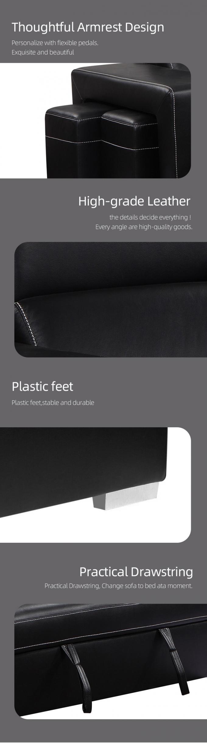 High quality L shape PU leather sofa bed 2 seats Europe designs modern sofas for living room furniture 3