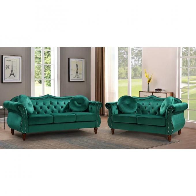 Italian shinny velvet fabric sofa set 3 seat 2 seat 1 seat living room furniture upholstered button tufted sofas 2