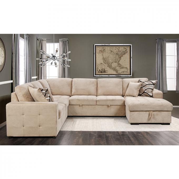 Best Selling Trustworthy Corner Foldable breathable beige fabric 2 loveseat extendable bed Sleeper Sectional Sofa Bed 1