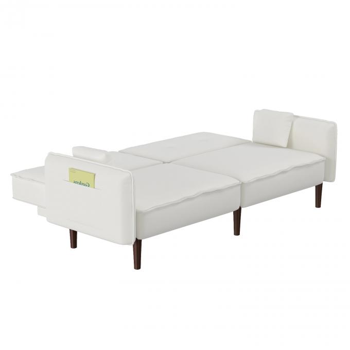 white Loveseat Sofa Convertible leg rest linen Couches Pillows 3seater sofa bed for living room 4