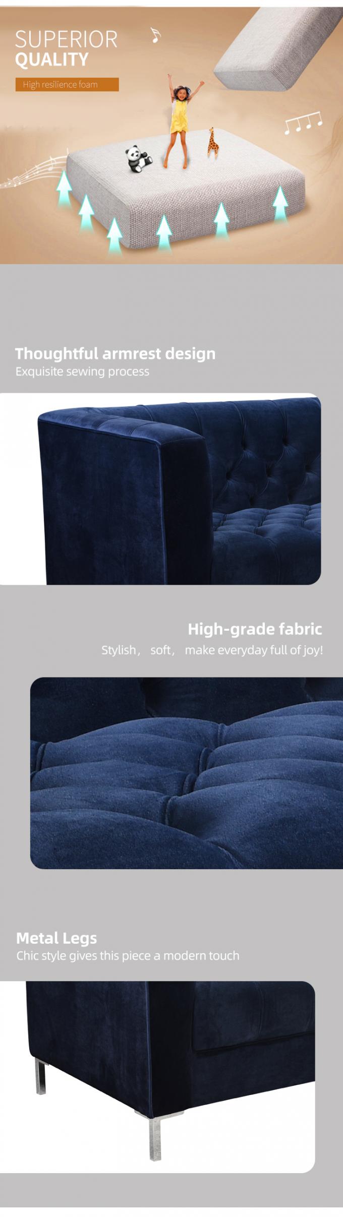 Living room Furniture New Design Sofa Bed Modern Blue Velvet Fabric Tufted Convertible Sofa Bed 1