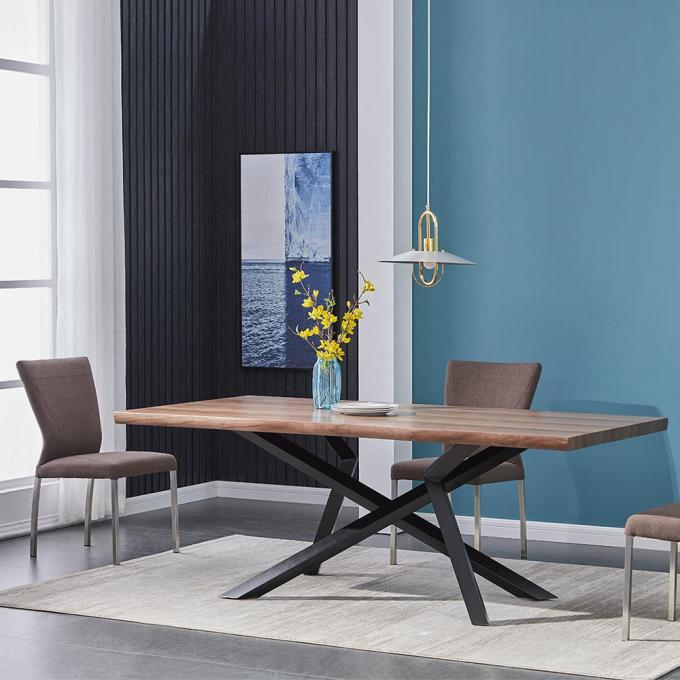 HighQuality Modern Metal Frame Solid Wood Design Living Room Furniture DiningTable 1