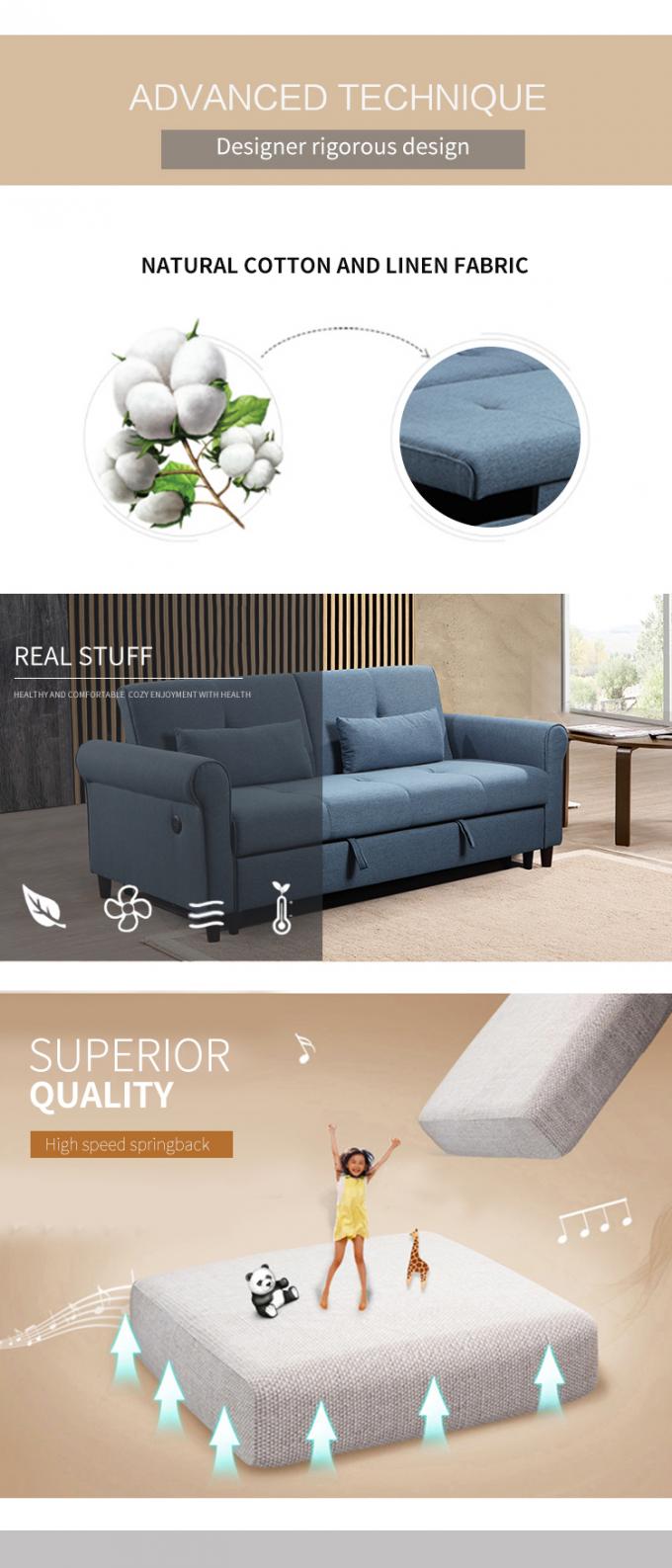 Nordic Modern sofa set Luxury designs Living room sofa furniture with USB Custom folding bed 2