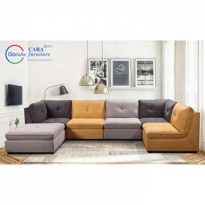 Living Room Sofa Furniture Colorful Modern Luxury Fabric Corner Modular Couch Sofa 3