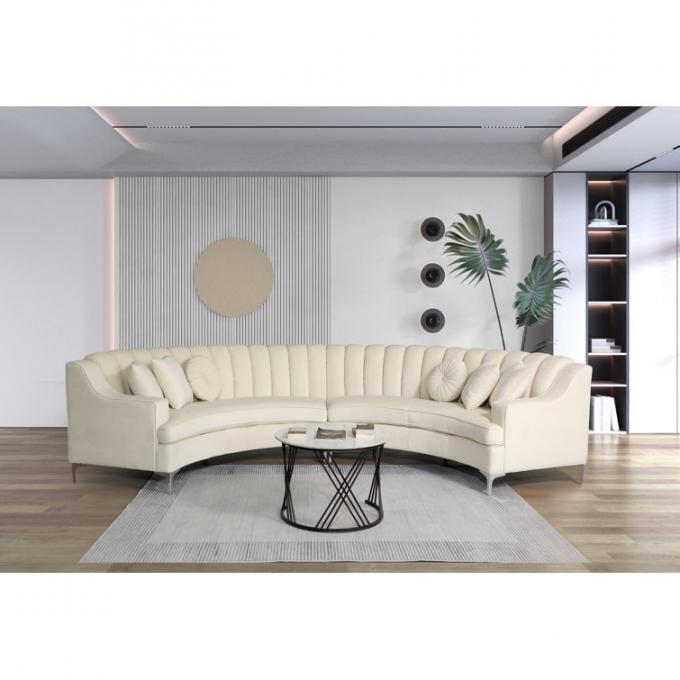 Modular OEM factory direct supply cheap price SOFA FURNITURE Beige Color Velvet U-shape C-shape Luxury Sofa set 2