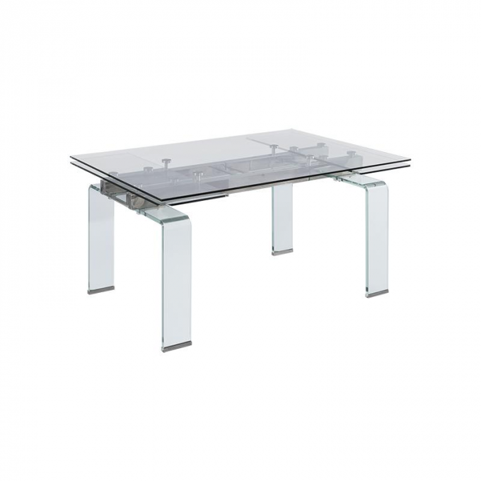 Fashion Rotated Stainless Steel Living Furniture Western Style Tempered Glass Dinning Table Sets 3