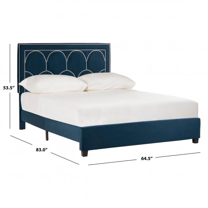 Super Modern black color velvet simple style bed set easy assembly bed frame with nail design upholstered beds for Hotel 7