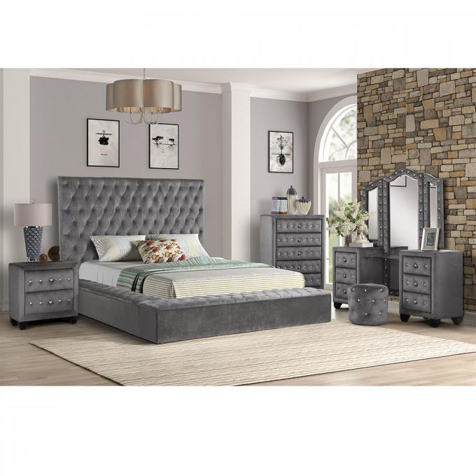 Cara Furniture Limited factory direct wholesale eucalyptus frame velvet fabric can be customized storage bed room set 2