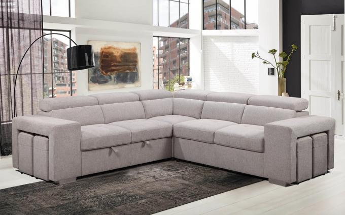 Guangdong manufacture Best seller 2seater+corner+2seater with extendable bed sofa living room sofa bed functional couch 1