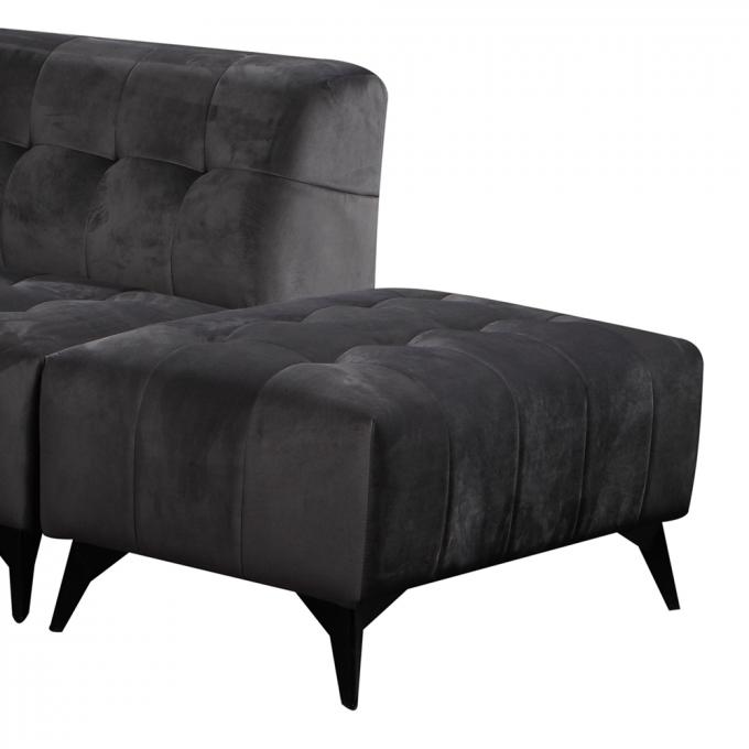 Multiscene Velvet Luxury Corner Sofa Anti Scratch Black Color 7
