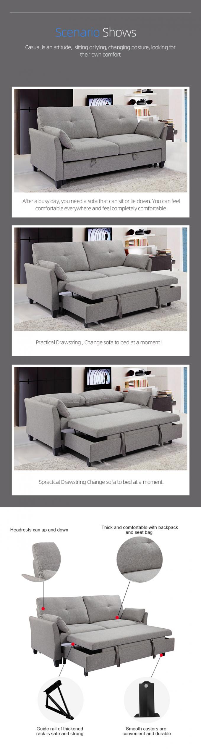 Furniture Newest design sofa living room multi-functional sofa American style wooden frame fabric sleeper sofa bed 3