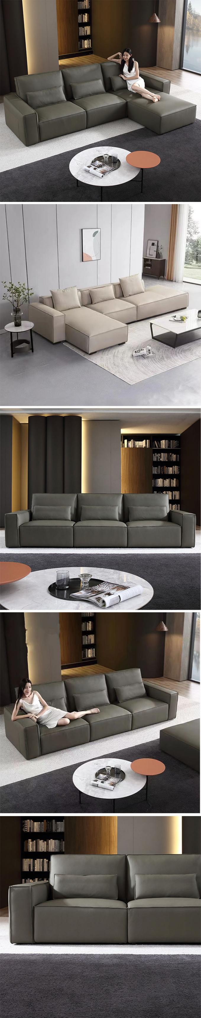 Modern simple high back beancurd block sofa landing square Italian minimalist size full real leather sofa 0