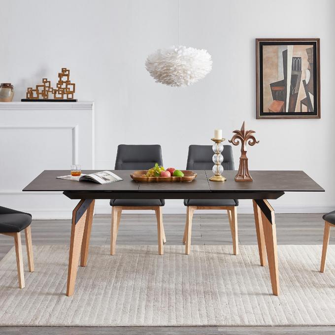Modern High Quality Rectangular Living Table Marble Top Wooden leg Luxury Dinning Table Sets 0