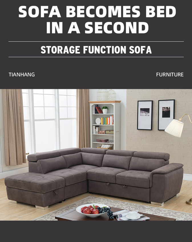OEM/ODM Hot selling Design fabric and with stainless steel leg Living Room sleeper Sofa Set L Shaped corner sofa 1
