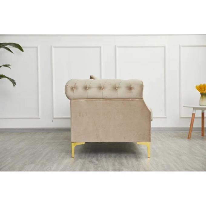 Light tufted Luxury Beige Sofa Set Furniture Velvet 1 2 3 Seat Honeycomb Stainless Steel Living Room Sofas For Home Hote 6