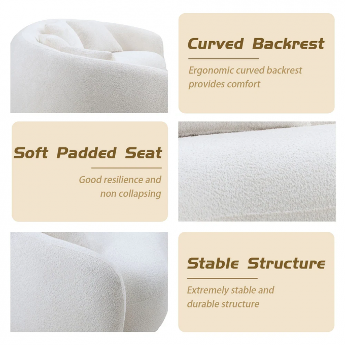 European arc cozy living room sofa modern minimalism cream moon-shaped corner berber fleece Dough sofa 5