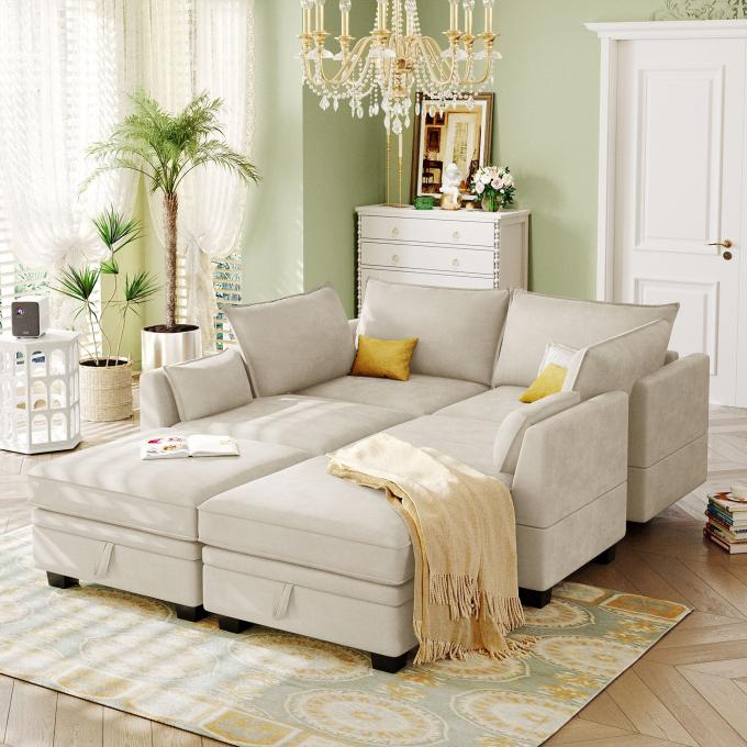 Multifunctional Contemporary Modular Sofa Bed Extendable Breathable 2