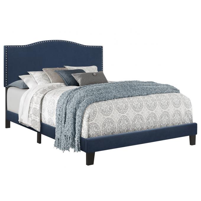Most Popular bed furniture Blue velvet color Queen size bed Upholstered panel beds for Hotel Bedroom 2