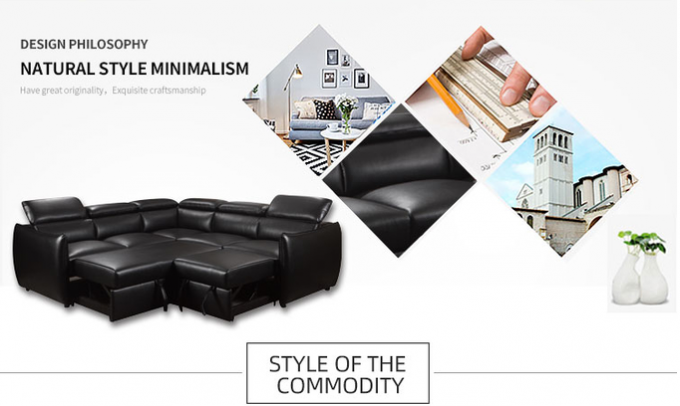 Customized L shape Luxury living room sofa sectional furniture European leather sofa set Modern sleeper sofas bed 2