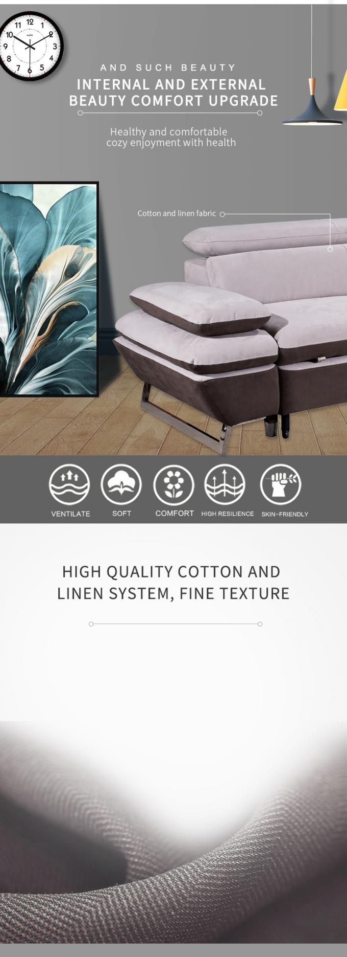 Top-end Contemporary Dual-used KD living room sofas sofa bed couture beige chocolate tech cloth sectional sofa bed 1